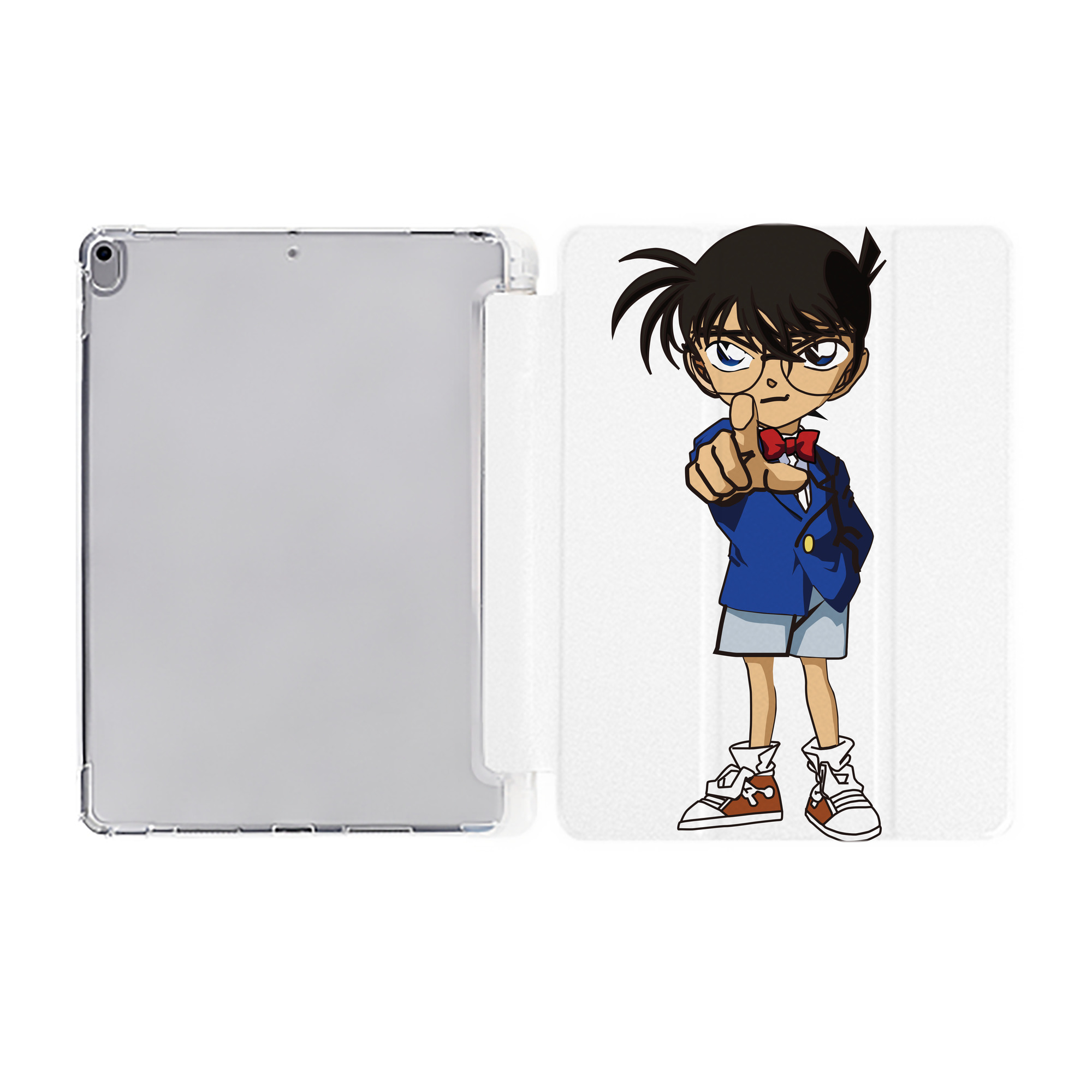（画像用） 名探偵コナン 江戸川 コナン Detective Conan Conan Edogawa IPad ケース ペン収納付き 三つ折りスタンド PUレザー×シリコン 対応機種9.5/10.5/10.9インチ